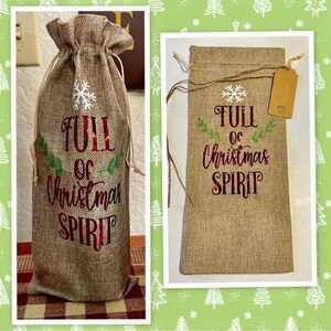 Holiday Burlap Wine Bottle Gift Bag